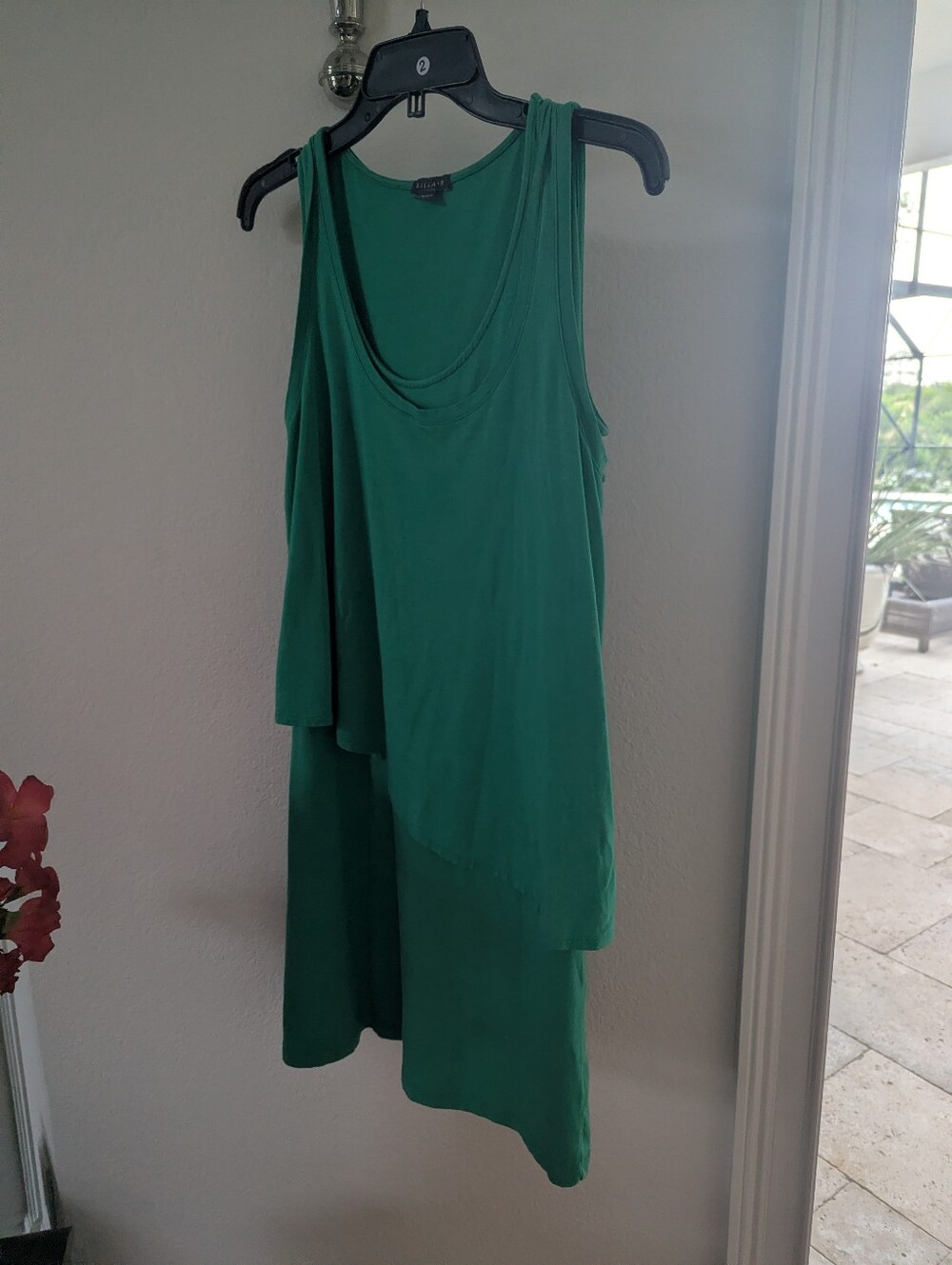 Lilla P Asymmetrical Sleeveless Green Layered Overlay Shirt Dress Size S Small